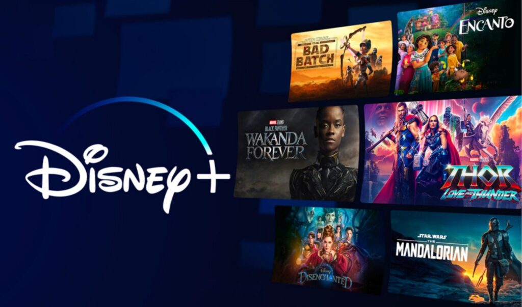 Disney+ streaming through Rochdi-FM IPTV service on smart devices including Samsung, LG, Android TV